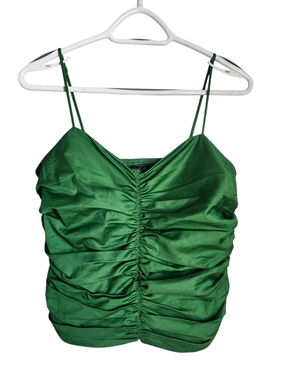 Dynamite Green Ruched Satin Camisole